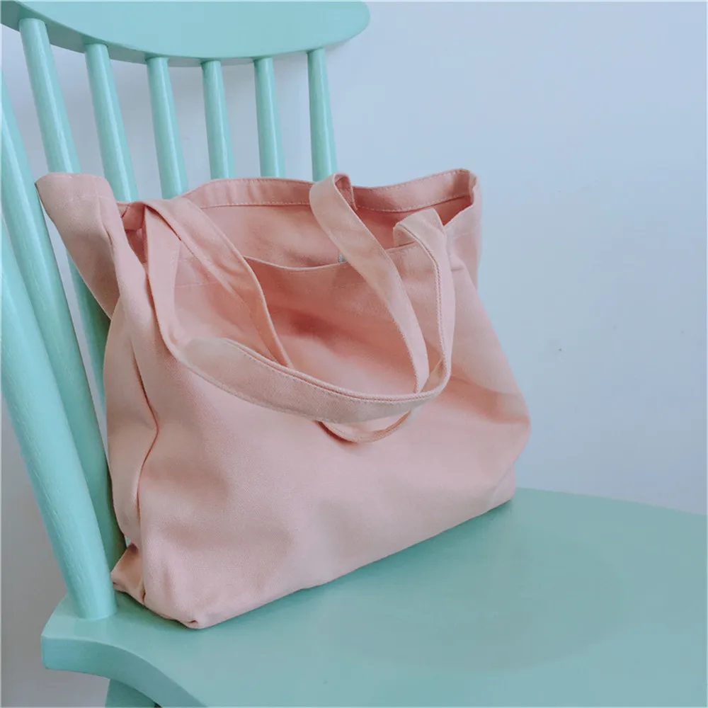 Portable Canvas Bags Women Shopping Bag Eco-Friendly Foldable Bag Grocery Bags Folding Pocket Tote Shoulder Handbag