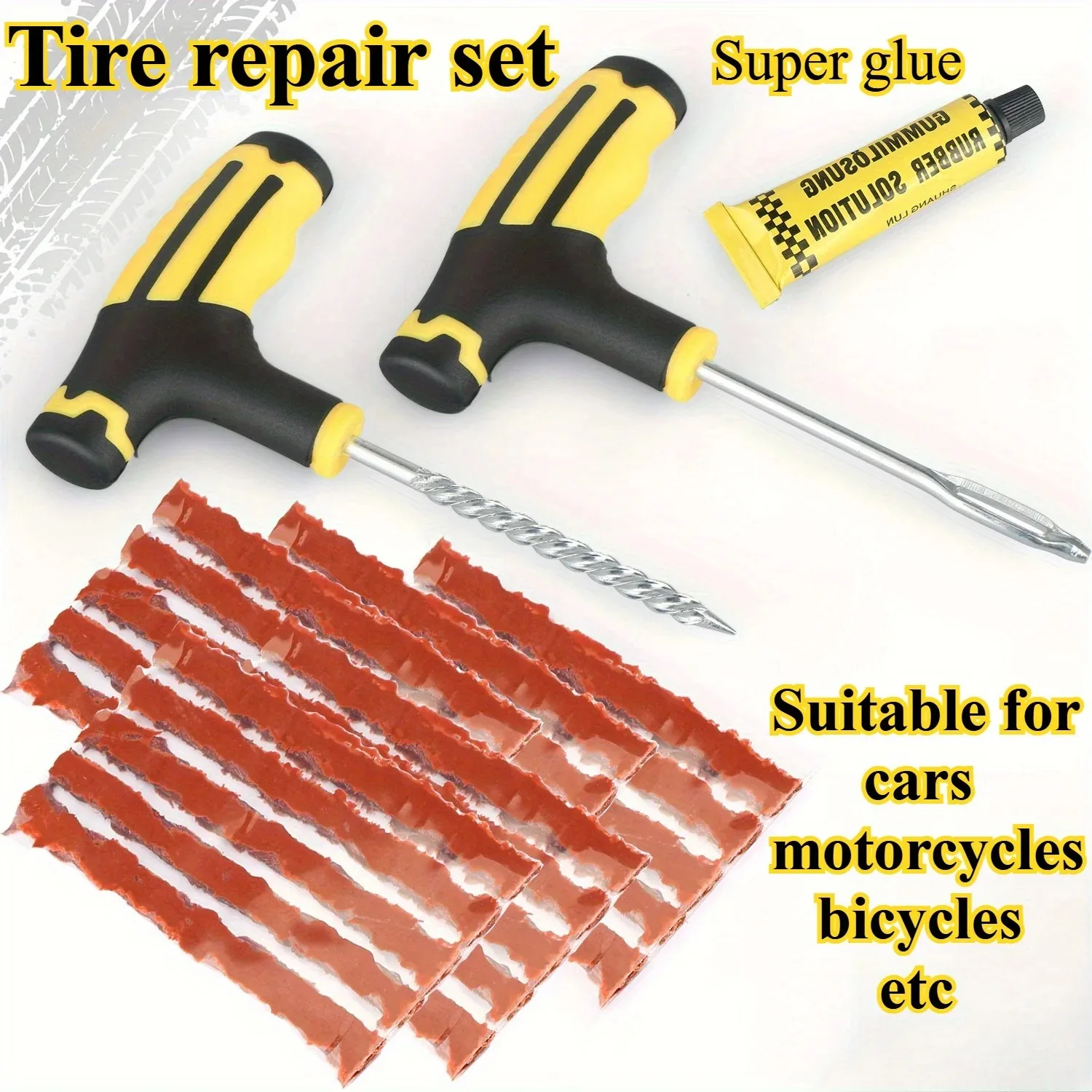 Professional Tubeless Tyre Puncture Repair Kit Tire Repair Tool Set with High Strength Glue Comprehensive Kit for Repair Tire