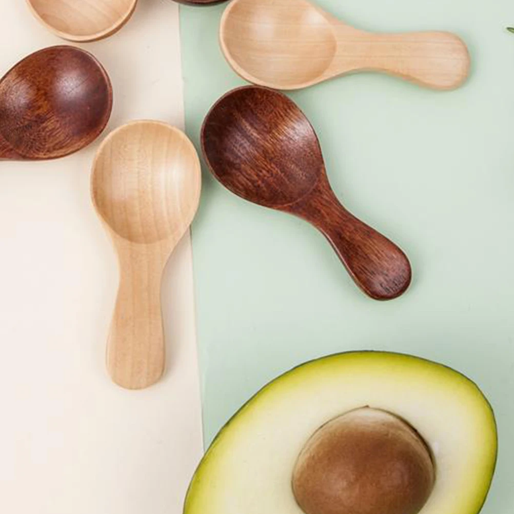 

4pcs Children's Wooden Spoons Insulated Dessert Teaspoons Small Mixing Scoops for Rice Seasoning Dishwasher Safe
