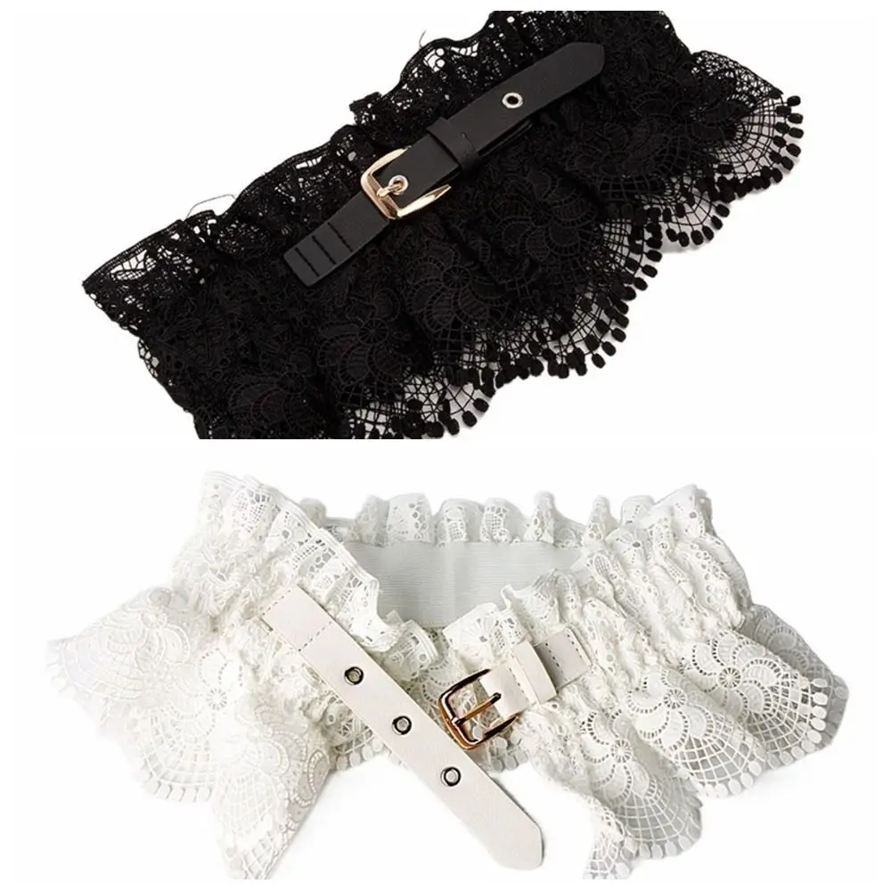 Elegant สีทึบลูกไม้ Cummerbunds ยืดหยุ่นปรับ PIN BUCKLE เข็มขัดรัดตัวกระชับสัดส่วนเอว Seal เข็มขัดกว้างชุด