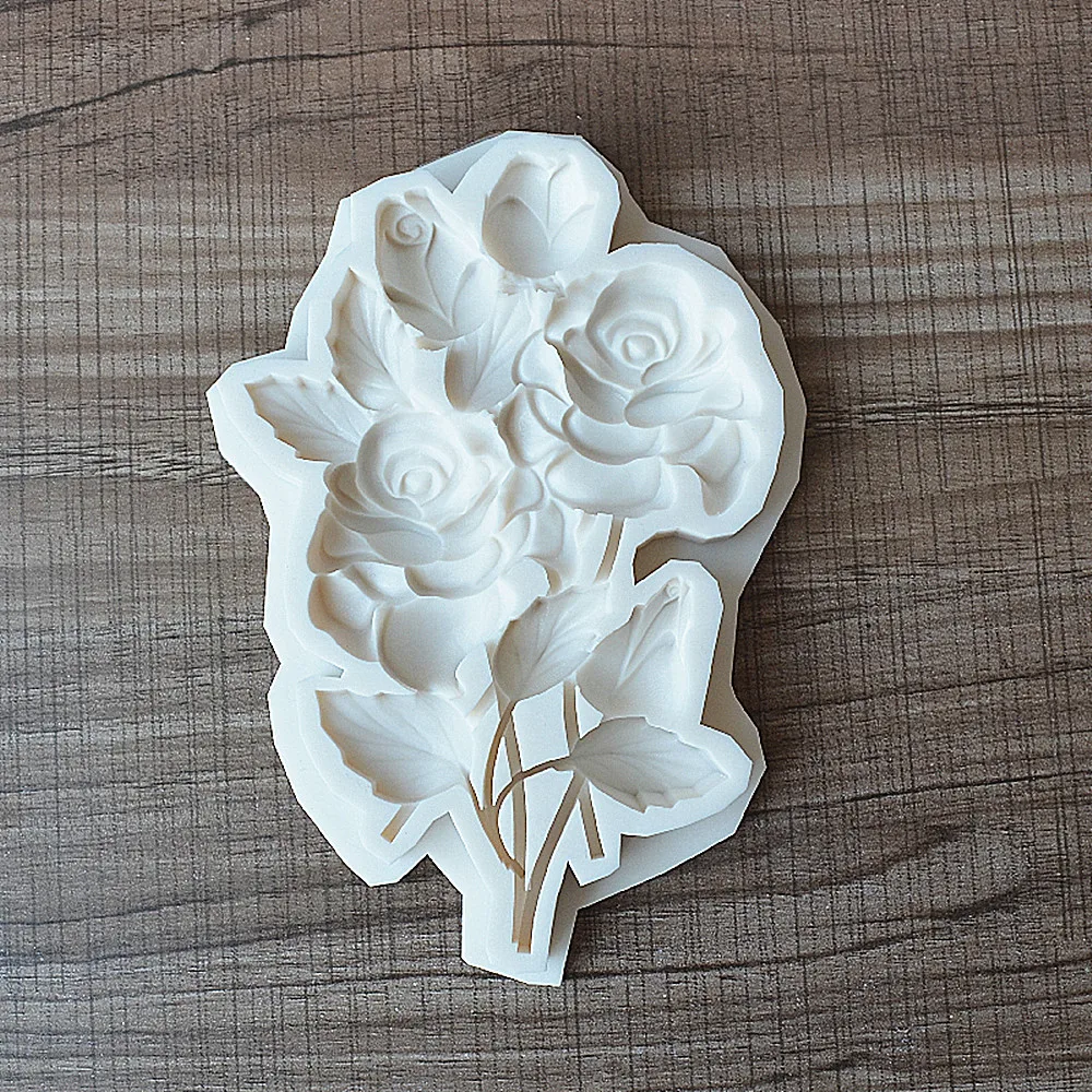 3D Rose Chocolate Candy Wedding Cake Decoration Tool Kitchen Baking Soft Candy Silicone Mold Fondant Mold