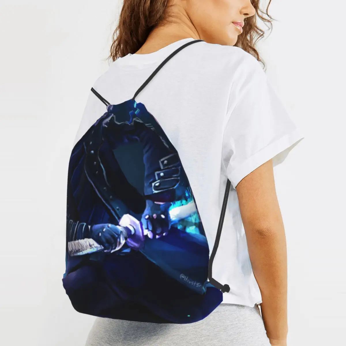 Vergil From The Devil May Cry Series Backpacks Fashion Drawstring Bundle Pocket Sports Bag Book Bags for Travel School