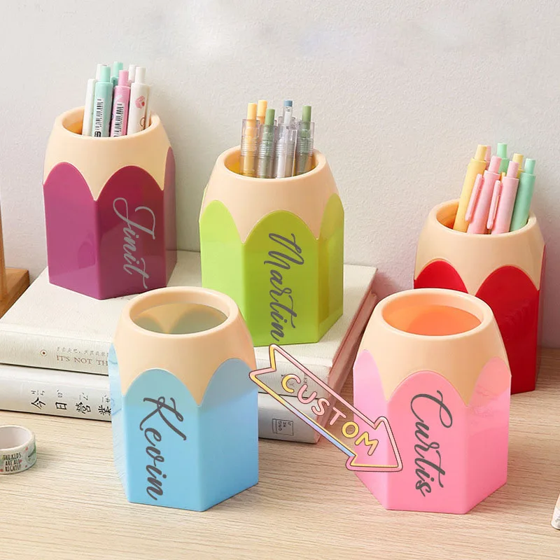 Customized Colorful Pen Holder Creative Multifunctional Round Desktop Storage Organizer for Students