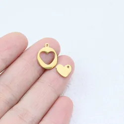 5 Sets Stainless Steel Mirror Polish Jewelry Heart Friends Charms Pendant DIY Handcraft Waterproof Antiallergic