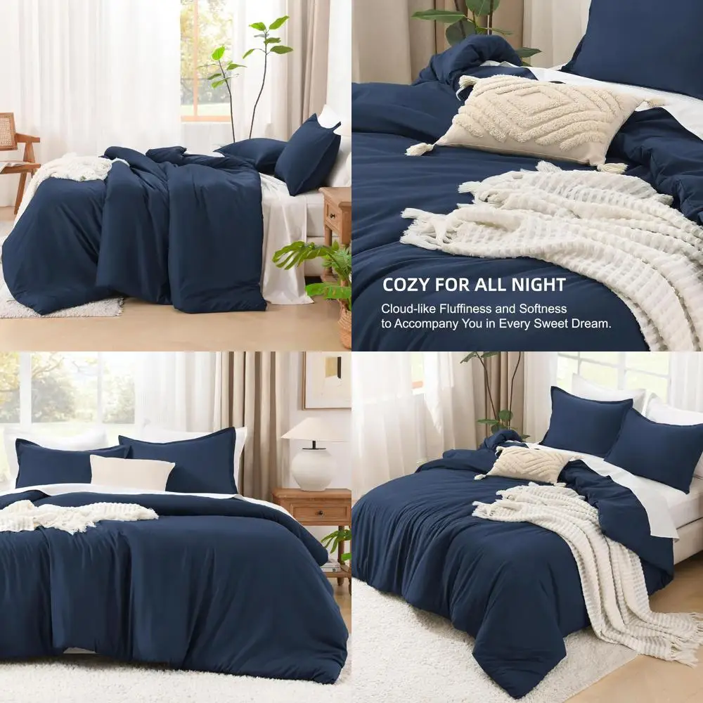 

Navy Blue California King Comforter Set - 3-Piece Lightweight Soft Bedding with Oversized Down Alternative, Machine Washable (10