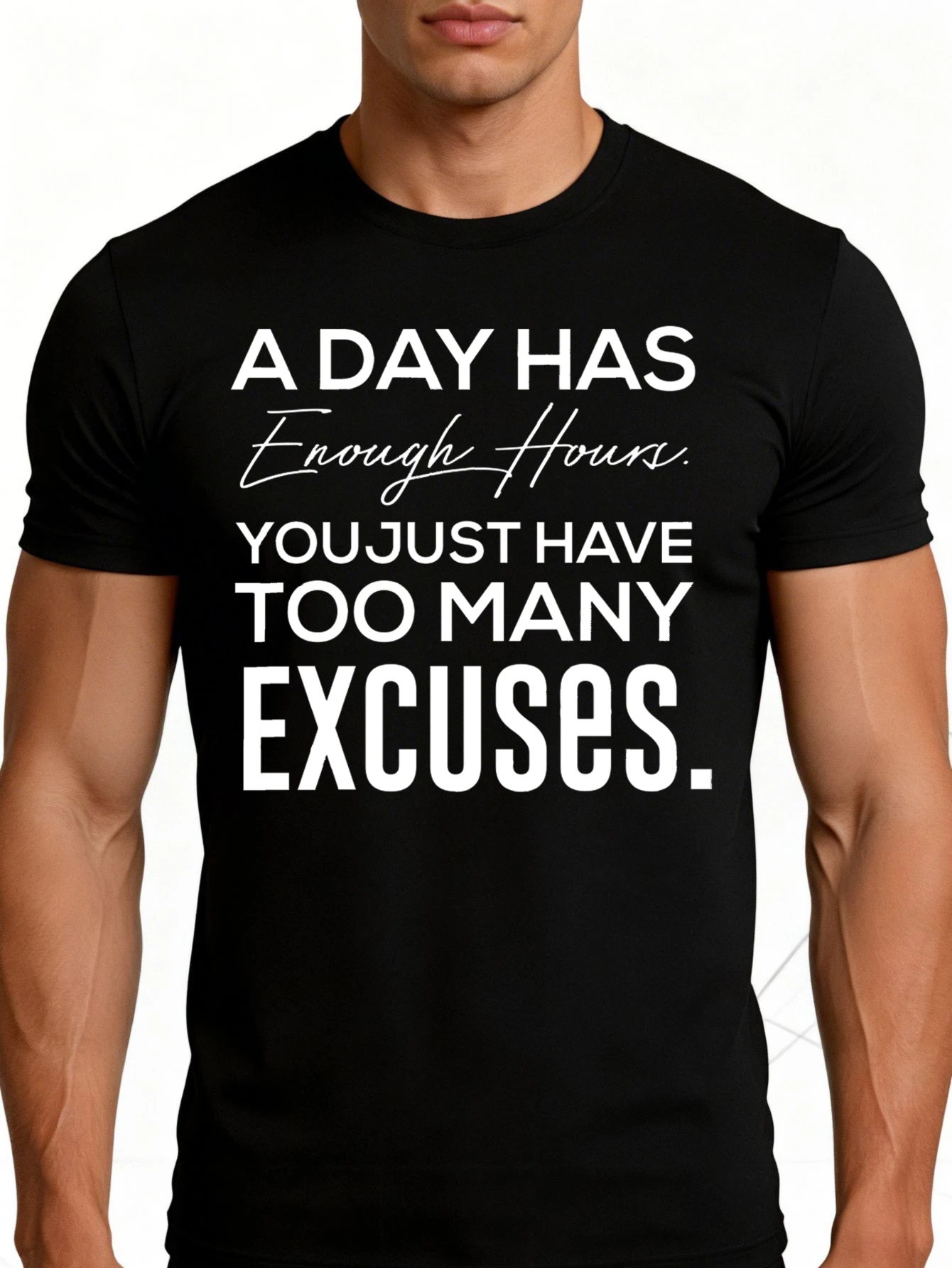 Casual Style Men's T-Shirt with Inspirational Quotes, Suitable for Everyday Wear and Gym Workouts, Is the Perfect Gift for Fitness Enthusiasts and Goal-Oriented Individuals.