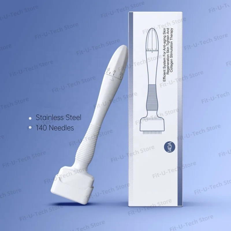 140 Needles Adjustable Titanium Derma Stamp Microneedling Face Roller Massager Skin Care Beard Growth Scalp Hair Factory Sale