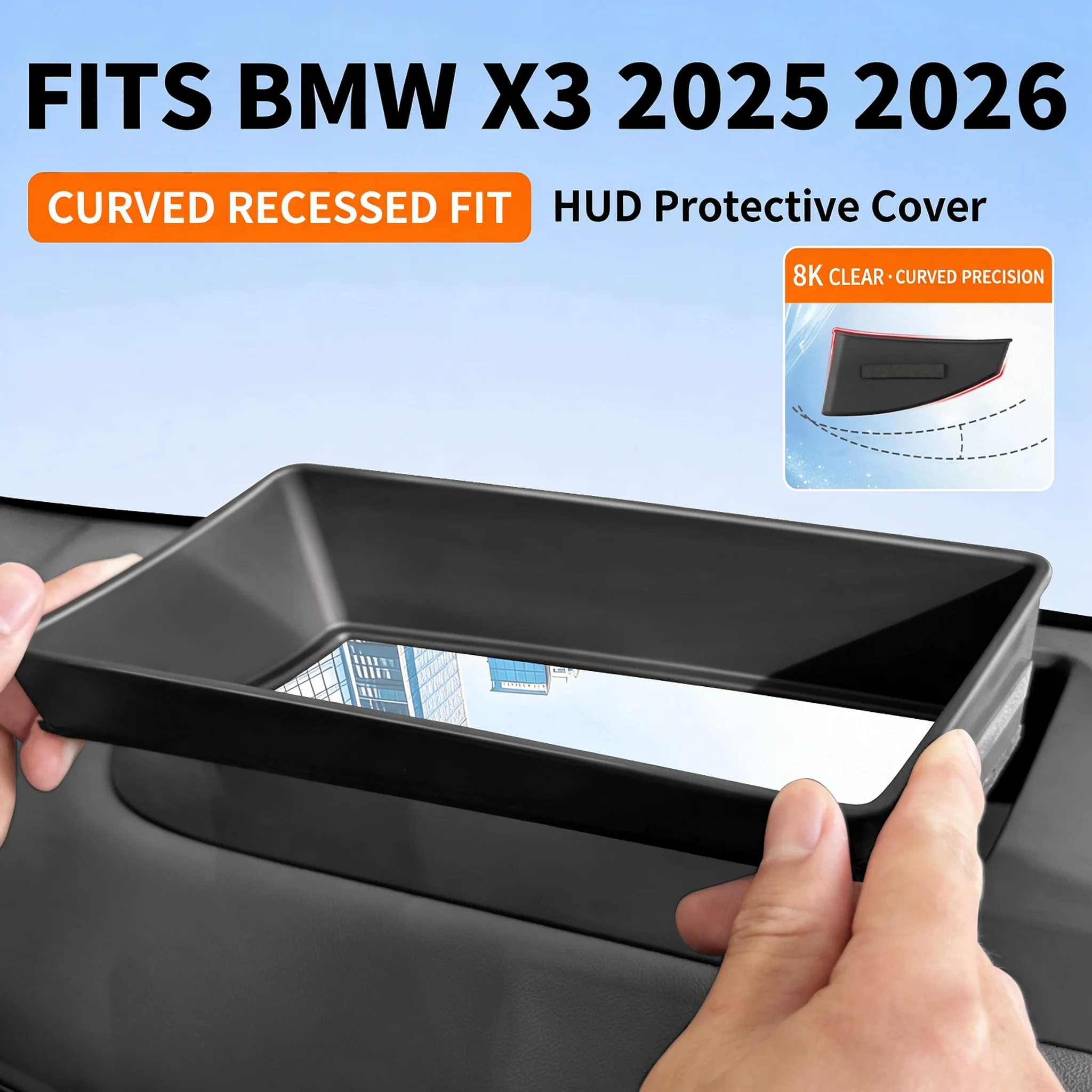 For BMW X3 2025-2026 Left Hand Drive Curved Inset HUD Guard 1:1 OEM Molded No Reflection Car Trim