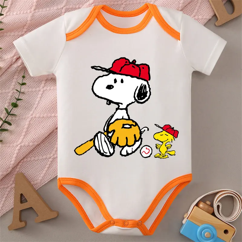 

MINISO Snoopy/Woodstock Print Baby Cloths 100% Cotton Jumpsuit Onesie Bodysuit for 0 To 12 Months Newborn Best Gift for Baby