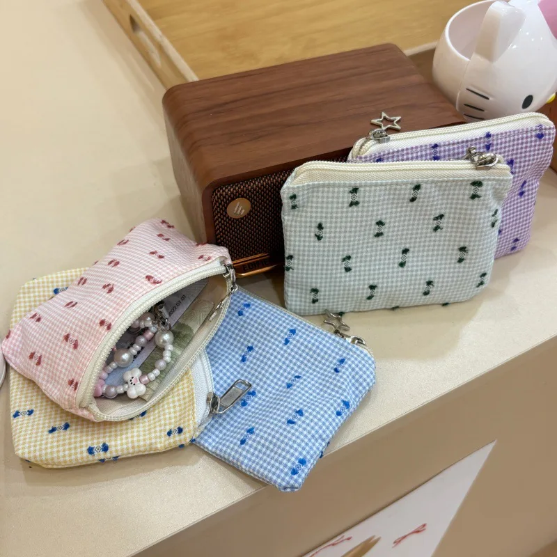 Ins Korean Student Small Coin Purse Niche Multifunctional Card Holder Wallet for Student Dopamine Lipstick Handbag Organizer