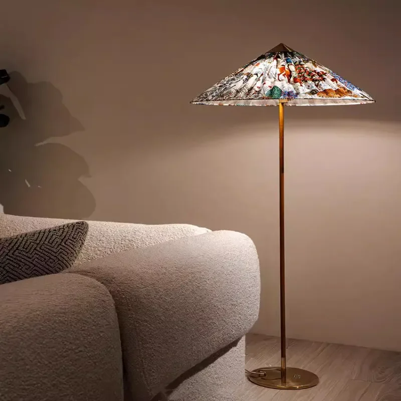 Diseño Sense sala de estar piso a techo accesorios de iluminación impresos franceses salas de estudio dormitorios lámparas de pie estilo Wabi Sabi