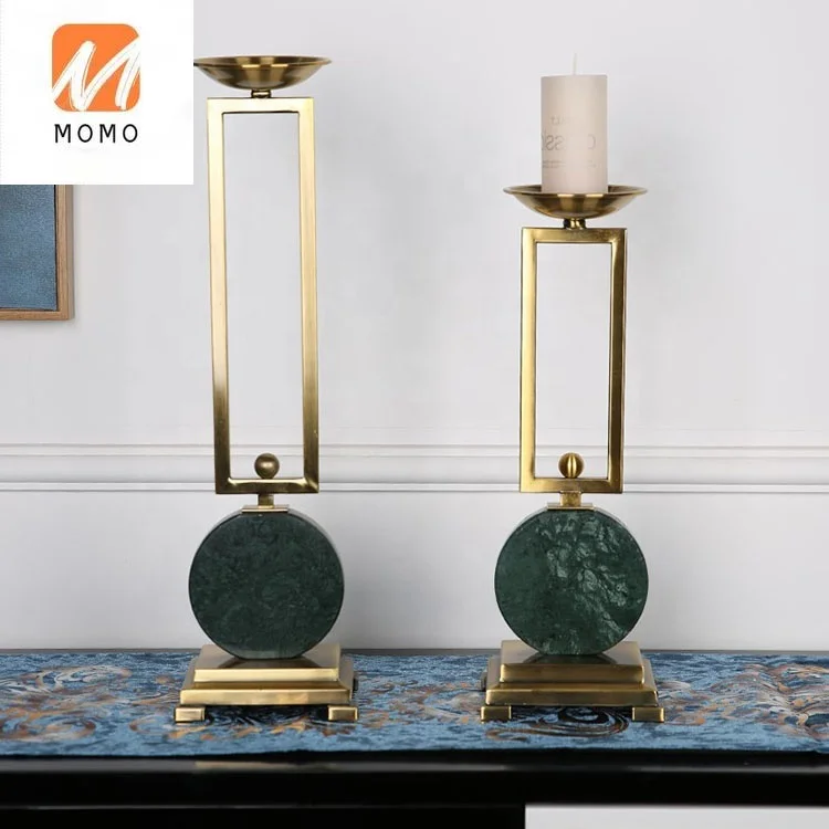 Creative Candle Holder Round Marble Iron Square Retro Romantic Candlelight Dinner Candlestick