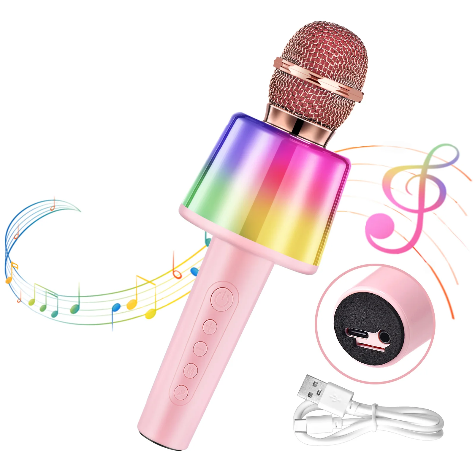 

Kids Karaoke Microphone Toddler Microphone for Kids with Lights, Birthday Gift for Girls, Boys Toy Age 4-6-8-10+(Pinkcolor)