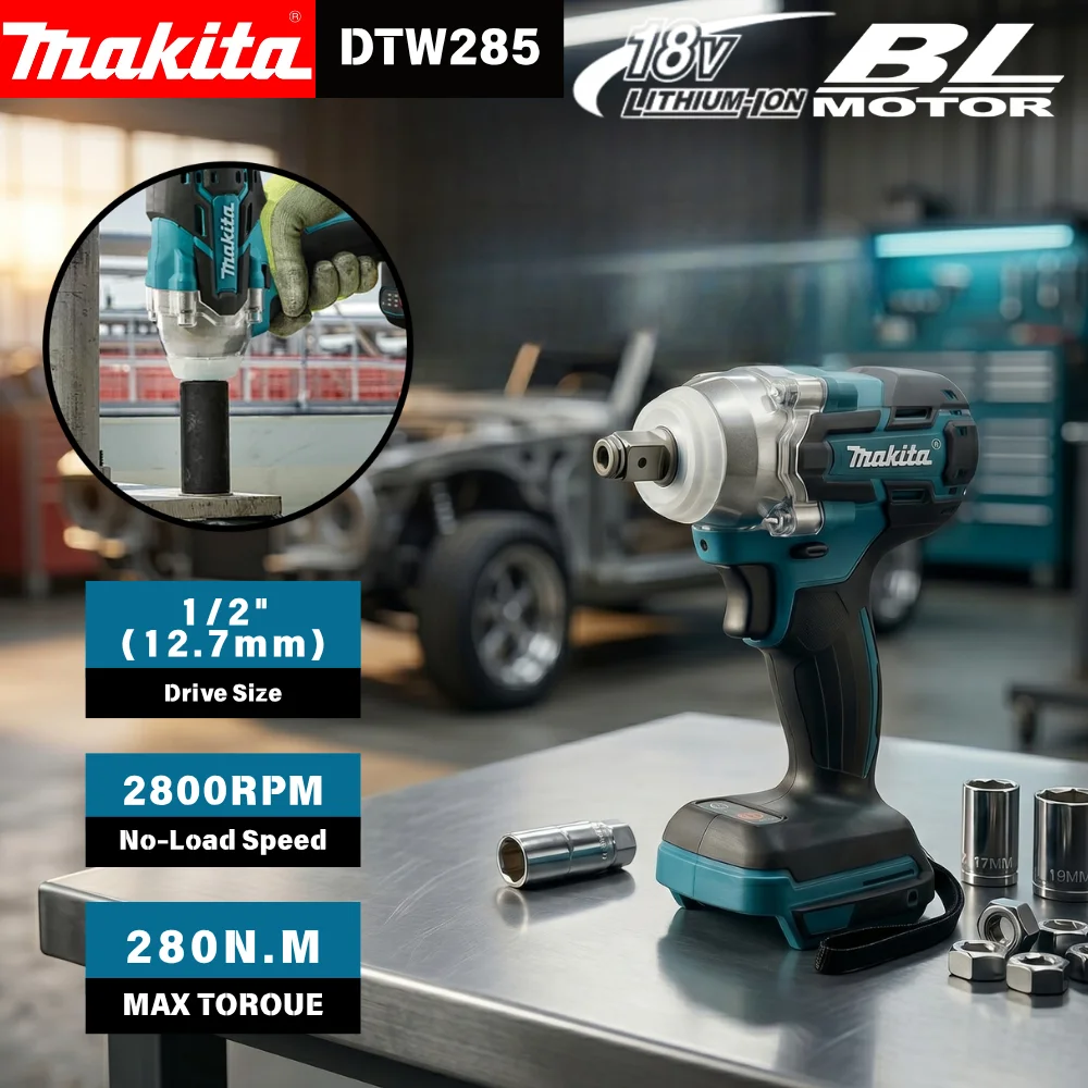 Makita DTW285 18V Brushless Impact Wrench Reverse Auto Stop 280Nm 1/2