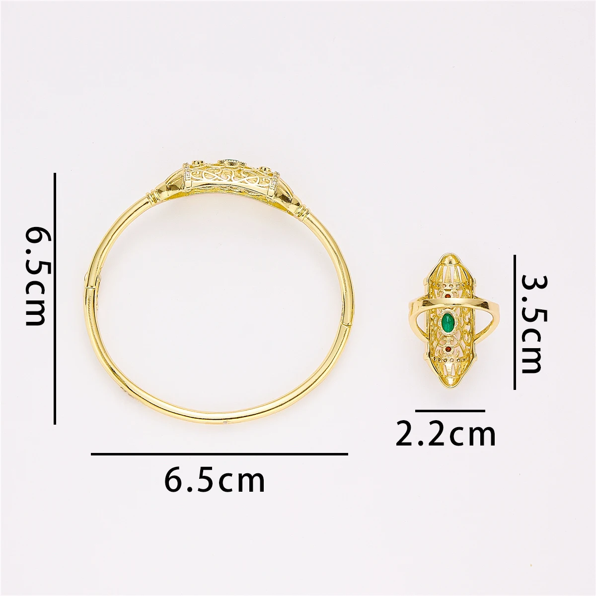 Hot Selling Accessory Wedding Jewelry Set For Women Green Decorative Stone Hollow Bracelet