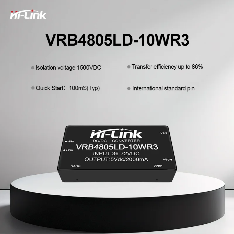 VRB4805LD-10WR3 36-72Vdc إلى 48V 10W مرحبا لينك معزول إخراج واحد DC-DC وحدة إمداد الطاقة 1500V