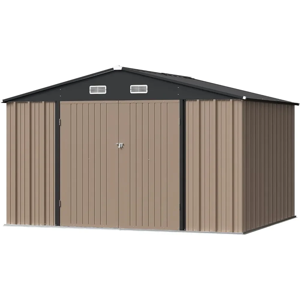 

Outdoor storage shed, 8 x 10 foot metal garden shed, and outdoor storage room, single door lockable for backyard garden