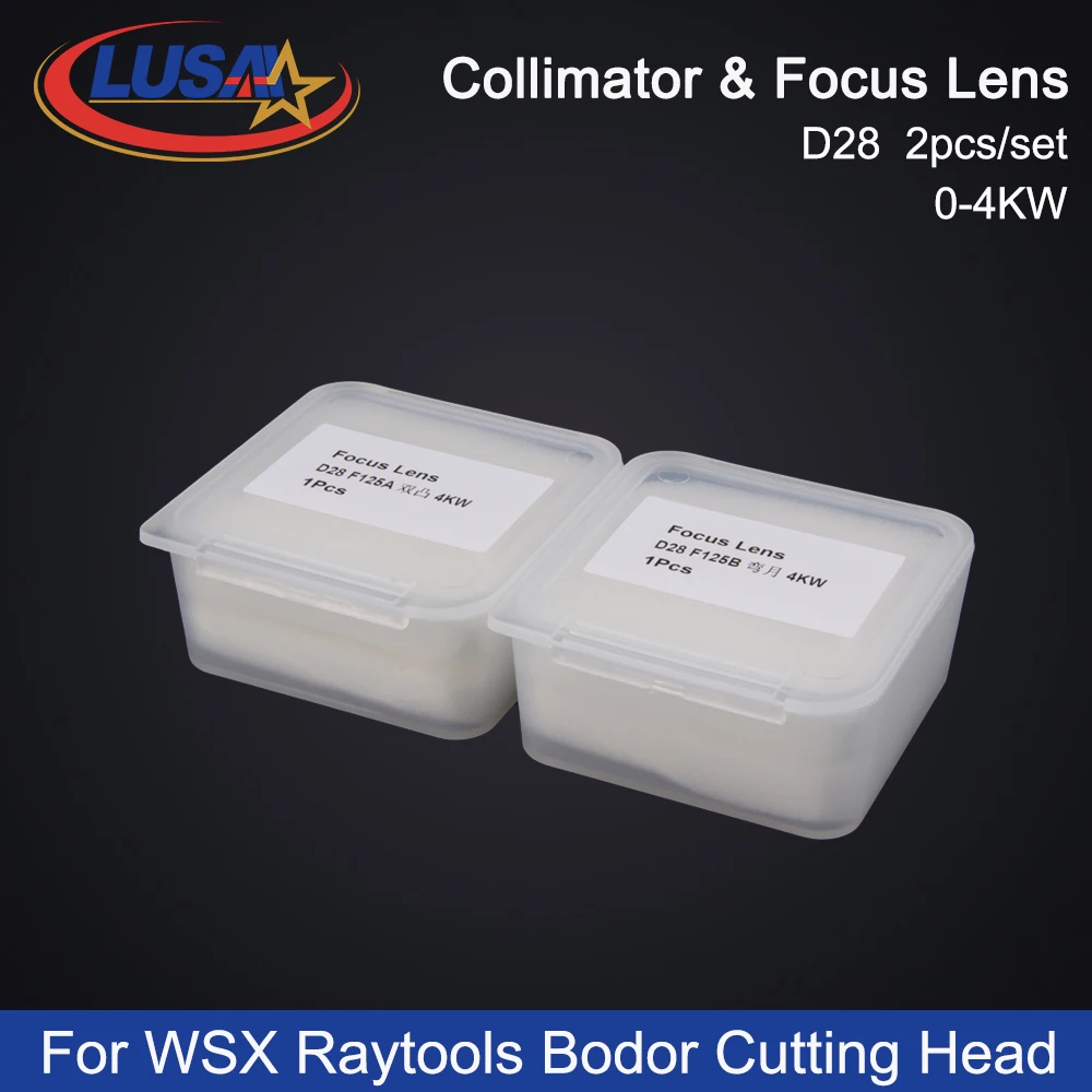 LUSAI Laser Collimator & Focusing Lens D28 D30 F75/F100/F125/F150/F155/F200 2Pcs/Set 1064nm For WSX Raytools Bodor Cutting Heads