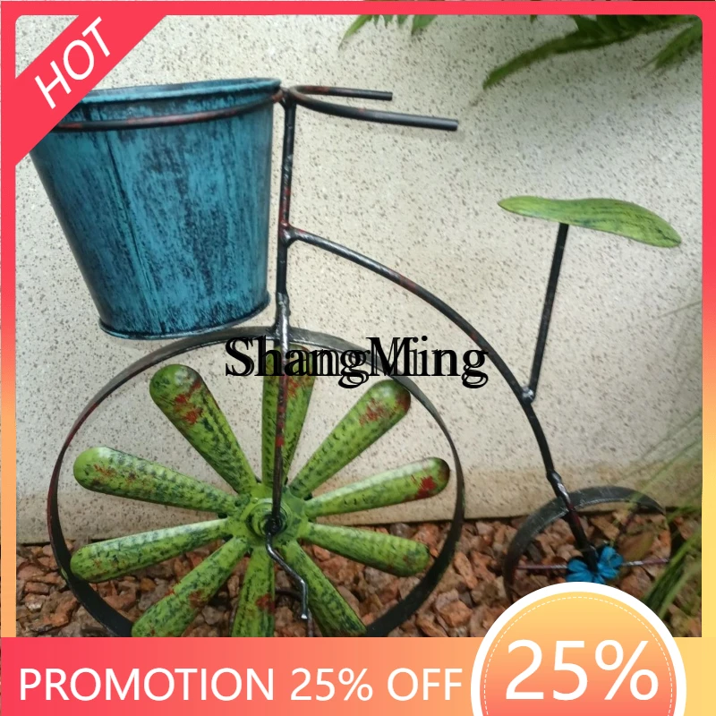 

FGnew modelcourtyard balcony flower stand living room micro landscape flower device small bicycle flower stand