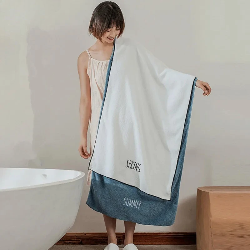 New Coral Fleece Bath Towel Simple Fashion Comfortable Skin-friendly Bath Towel Microfiber Absorbent Soft Steaming Towels
