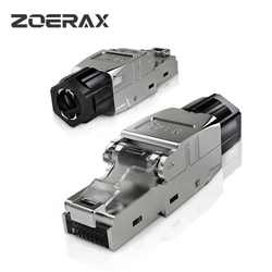 ZoeRax Toolless RJ45 Ethernet Connector Gold Plated Plug Shielded Ethernet Connector for Cat6A Cat7 Cat8 Compatible POE STP