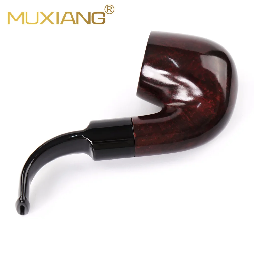 MXUIANG handmade curved handle tobacco pipe Hungarian shaped pipe Oom Paul Briar wood pipe Heather tobacco pipe father day gift