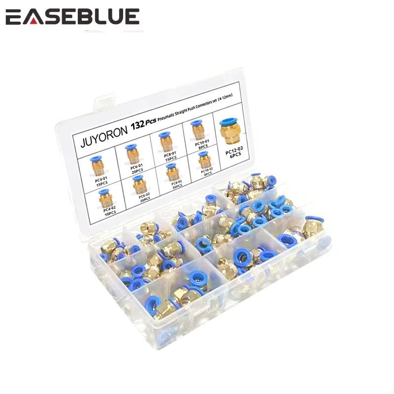

132pcs/boxed Push to Connect Fittings NPT Thread Male Straight Pneumatic Air Hose Quick Connect Fittings PC6-02 PC8-02 PC10-02