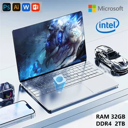 Nowy Laptop N5095 16/32GB RAM 1024GB SSD Intel Windows 11 Pro komputer przenośny do gier biurowych podświetlana klawiatura odblokowania linii papilarnych