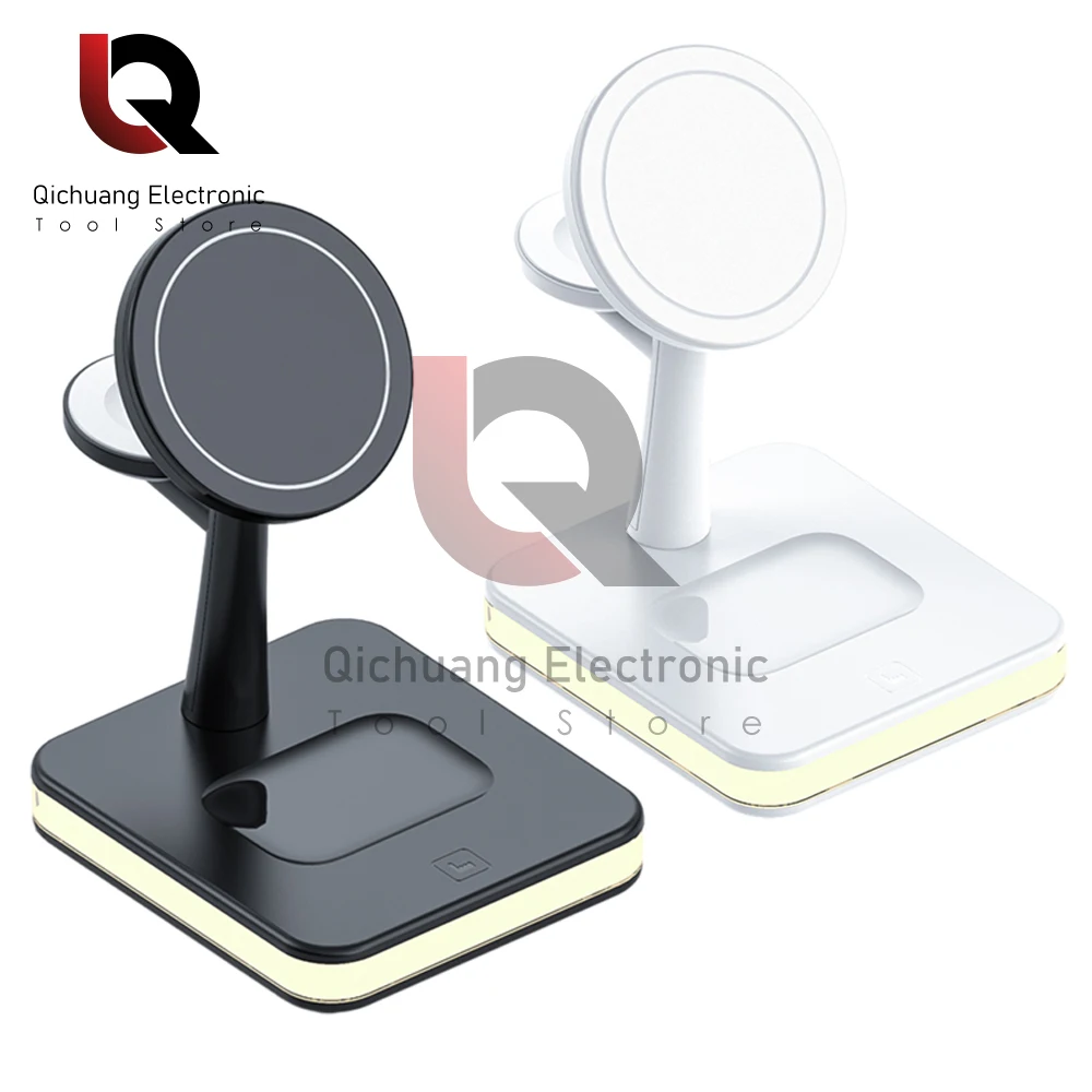 25W 4 in 1 Magnetic Wireless Charger Stand For iPhone 13/14/15 Smart Watch 8 7 6 5 Fast Charging Dock Station With LED Light