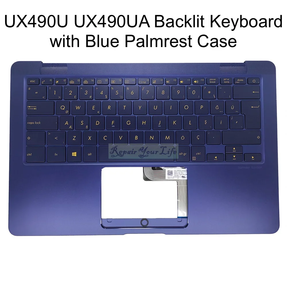 PT-BR HU Laptop Backlit Keyboard Palmrest For Asus UX490U UX490UA UX490UAK UX490UAR Ukrainian Hungarian Brazil Korean Portuguese