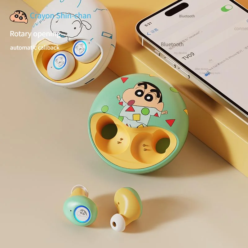 CRAYON SHINCHAN TWS Wireless Bluetooth Earphones In ear earplug headphones Cute portable Sports Listening to Music Study Birthda