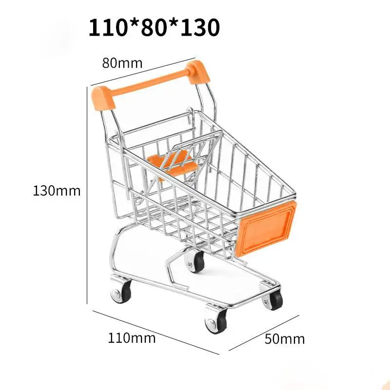 Simulation Mini Shopping Cart Children\\\\\'s Trolley Supermarket Toy Car Play Home Food Creative Metal Model Decoration