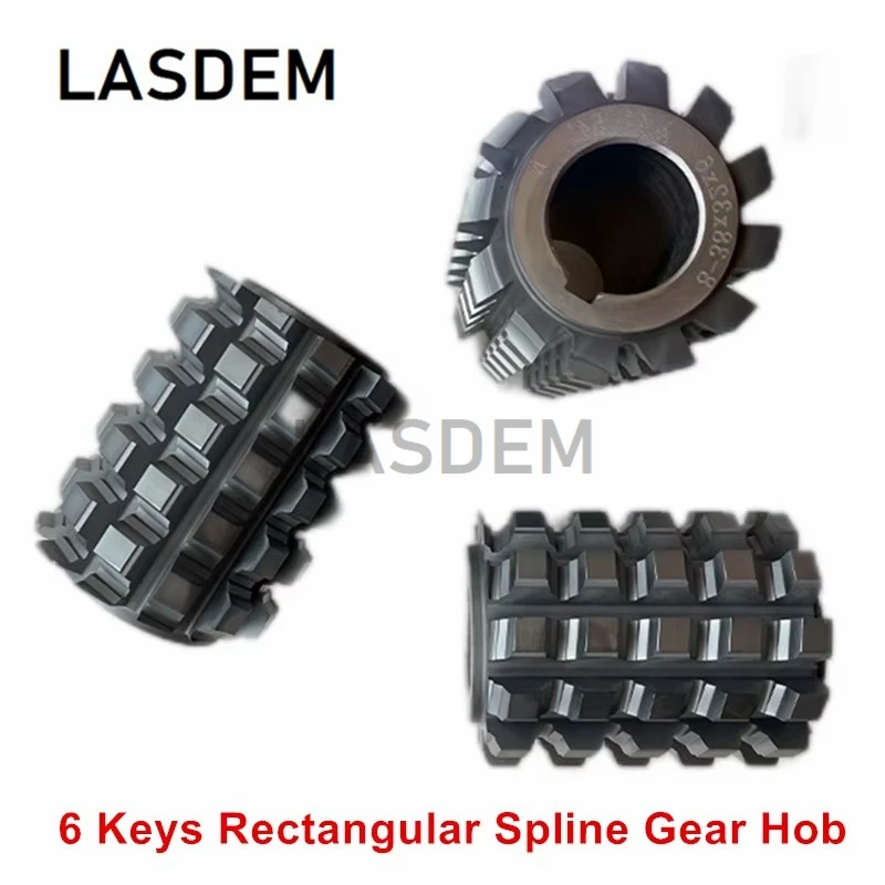 6 Keys HSS Rectangular Spline Gear Hob With Coated Hole 22mm 27mm 32mm Involute Shaper Rectangule Hobbing Cutter