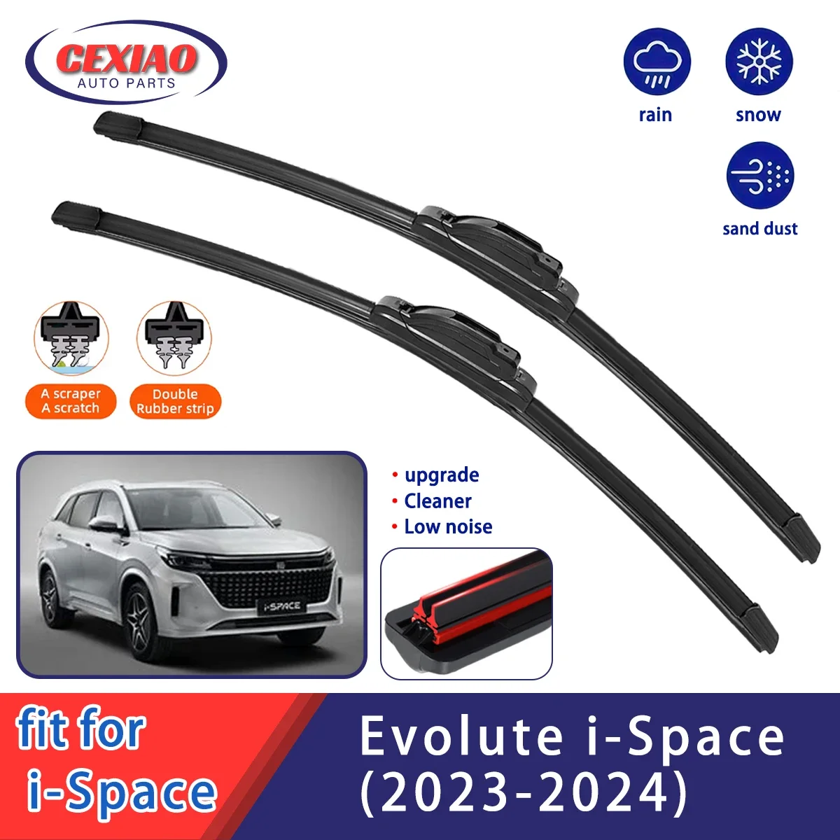 

2PCS 4PCS Car Wiper for Evolute I-space 2023-2024 Front Windshield Windscreen Wiper Blade Rubber Accessories Multi Functional