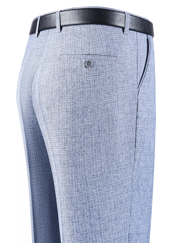 

Мужские шелковые брюки свободного кроя с прямыми штанинами, не требующие глажки, летние, повседневные, деловые, для мужчин среднего возраста