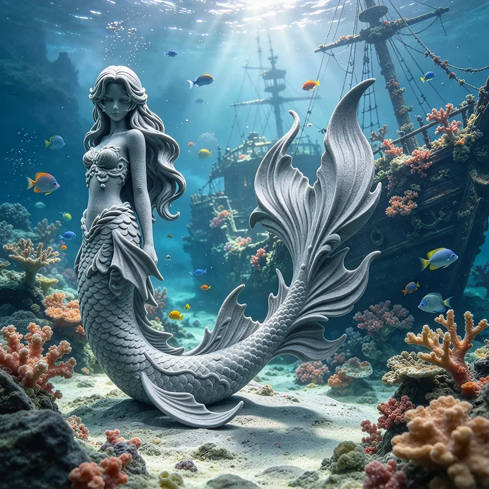 Mermaid Figurine Golden Sea Fairy Mermaid Statue 12cm Fantasy Mermaid Sculpture Desktop Home Decor Collectible Ornament Gift