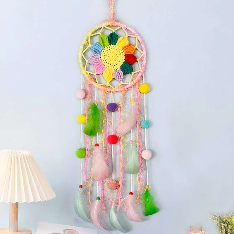 Dream Catcher Crochet Wall Pendant Creative Hand-woven Wind Chime Bedroom Hanging Ornaments Festival Party Gift Home Decorations