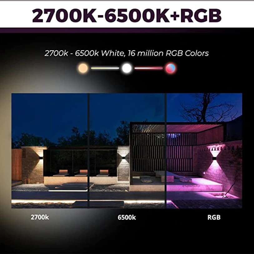 Tuya-luces de pared LED inteligentes regulables, lámpara de pared con Control por aplicación, aplique de pared exterior/interior RGBCW que cambia de Color arriba y abajo