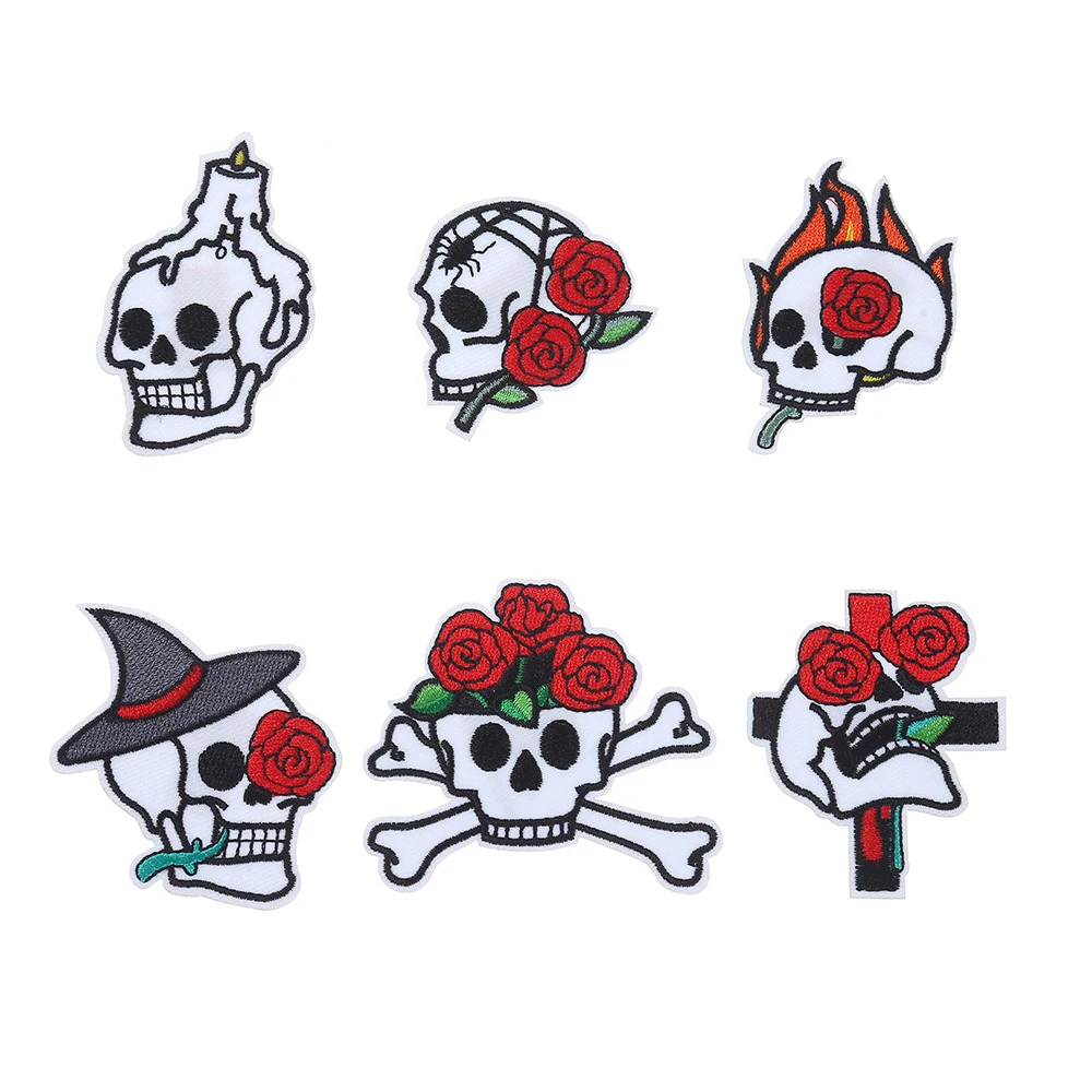 1pcs Mix new Skull Patches for Clothing Iron on Embroidered Sew Applique Cute Patch Fabric Badge Garment DIY Apparel Accessories