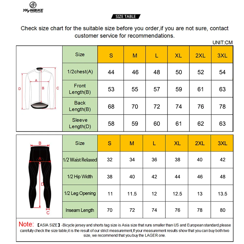 Ykywbike Winter Men Cycling Jacket Sets Bike Jersey Suit Tights Thermal Fleece Pants Bicycle Outfits MTB Long Sleeve Warm