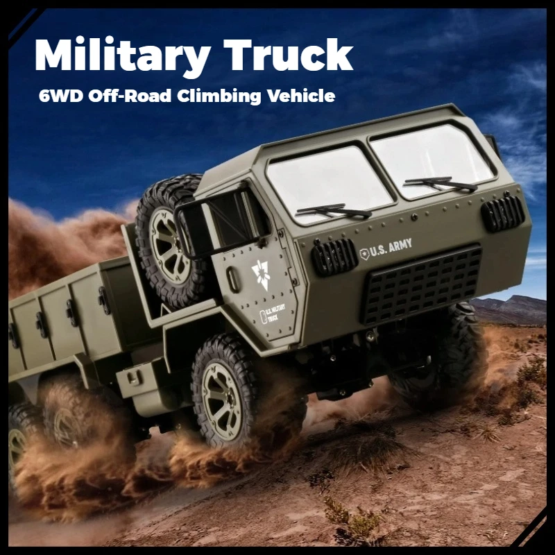 New Hot Selling RC Military Truck 6WD Off-Road Climbing Vehicle Electric Remote Control Army Car with HD Camera Simulation Toy
