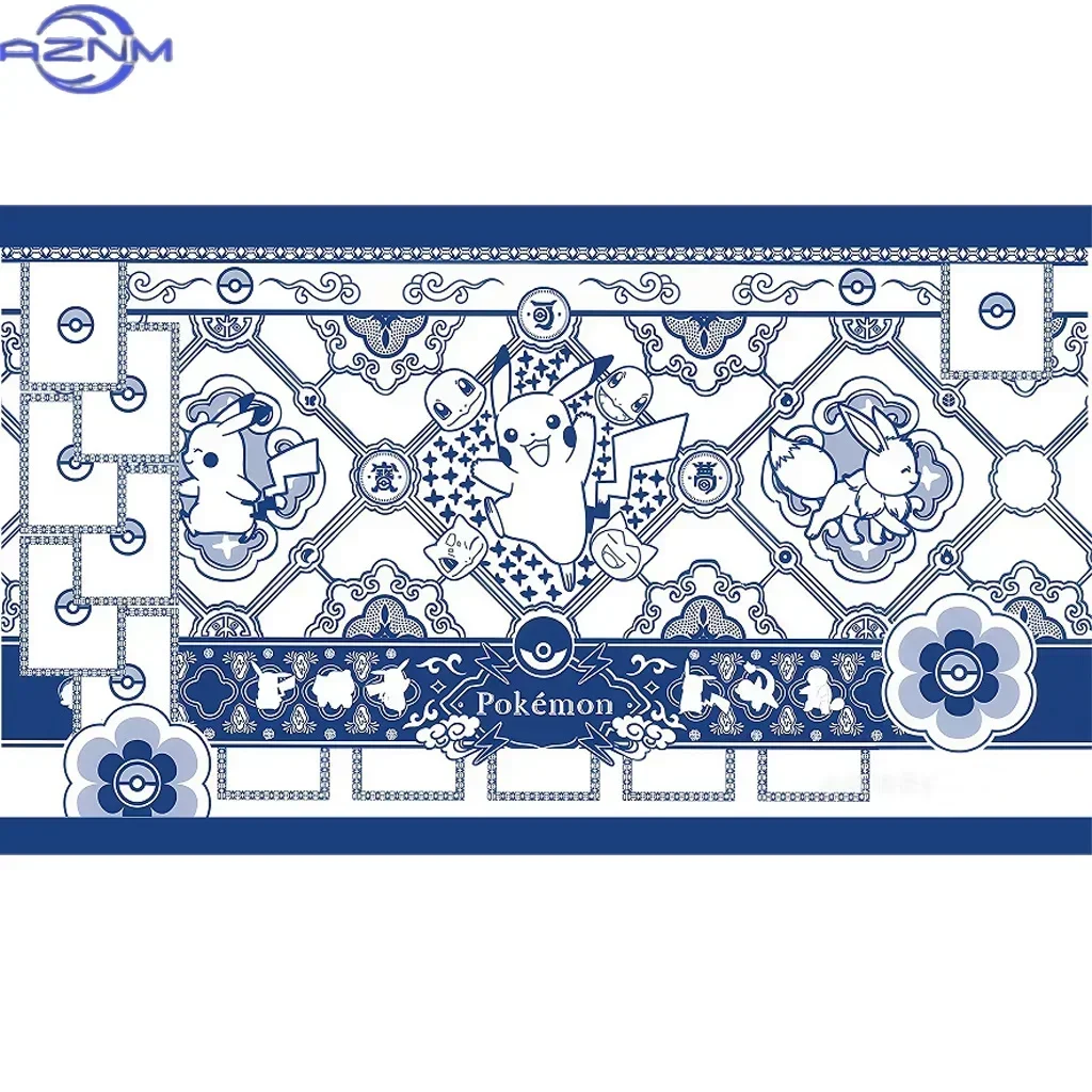 Mixed Pokemon Cartoon Patterns Battle Playmat, Non-Slip Gaming Mouse Mat With Card Zones Desktop Pad For Tabletop Card Game