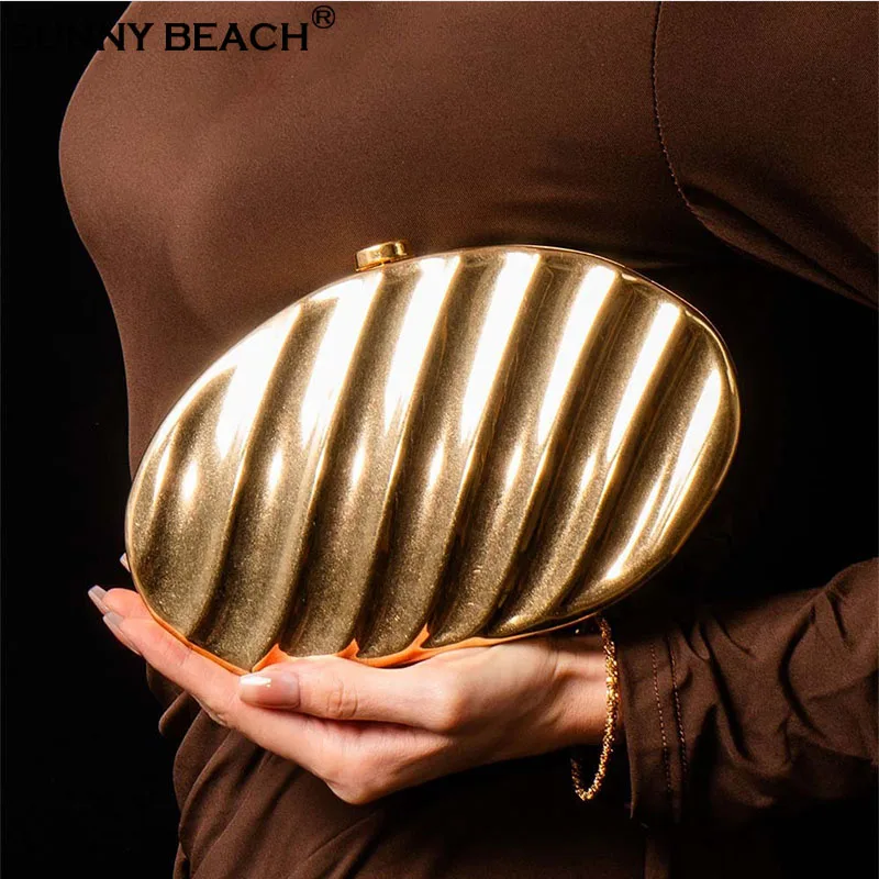 

Модная золотая форма яйца, вечерняя сумочка, клатч, волнистая сумка через плечо, женская роскошная вечерняя сумка-тоут, дневная сумка