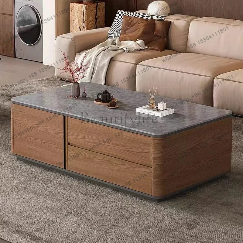 FG Antique Simple Coffee Table Luxury Storage Drawers Unique Coffee Table Minimalist Aesthetic Mesas Bajas Living Room Furniture