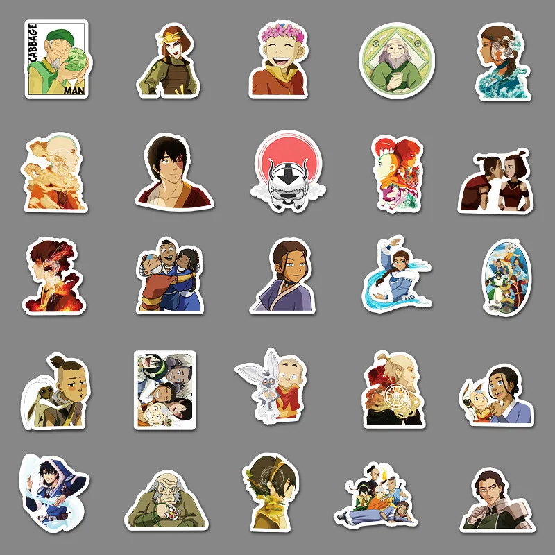 10/50PCS Anime Avatar The Last Airbender Sticker Cartoon Personality Cool Creative Decorative Decorative Kids Toy DIY Skateboard