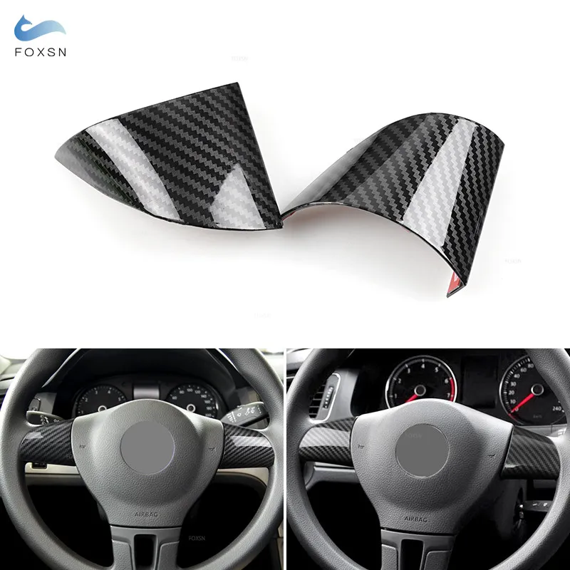 ABS Carbon Fiber Texture Steering Wheel Panel Cover Trim For VW Golf 6 MK6 Passat B7 Jetta Sharan Eos CC Caddy Touran