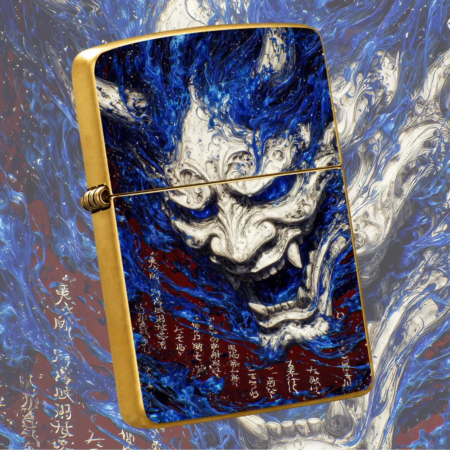 Creative Hannya Pattern Lighter, Stylish Blue Flame Oni Mask Art Desktop Ornament, Portable Cool Accessory For Daily Use, Unique Oriental Aesthetic Decor, Exquisite Gift For And Friends In Any Scene Interesting And Humorous Lighters - view 8