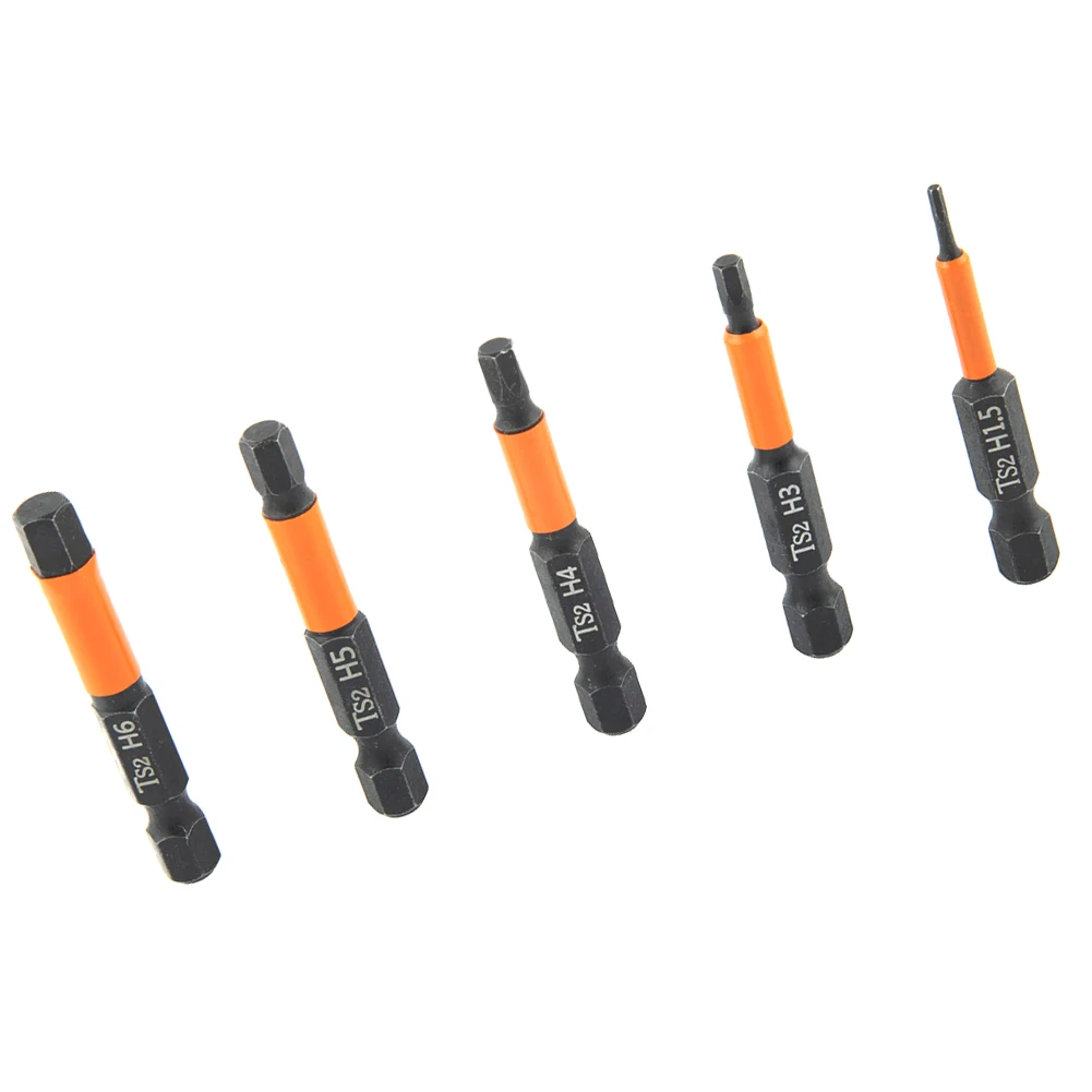 1 4 pulgadas Hex 50mm 1,96 pulgadas negro naranja H1.5-H6 cambio rápido vástago hexagonal destornillador Bit taladro eléctrico magnético