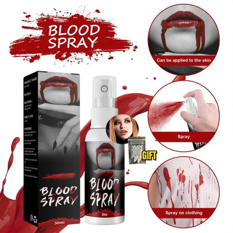 

30ML Halloween Fake Blood Halloween Washable Bloody Fake Blood For Costume Halloween Vampire Makeup Fake Blood Spray For Cosplay