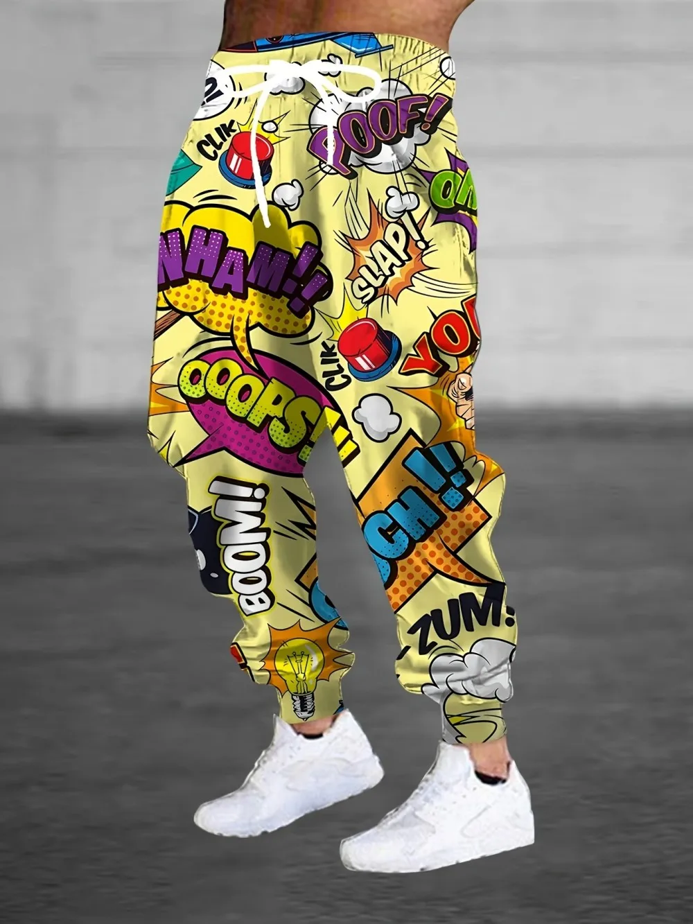 Autumn Men Pop Comic Speech Bubble 3D Print Jogger Pants Drawstring Loose Hip Hop Streetwear Sweatpants